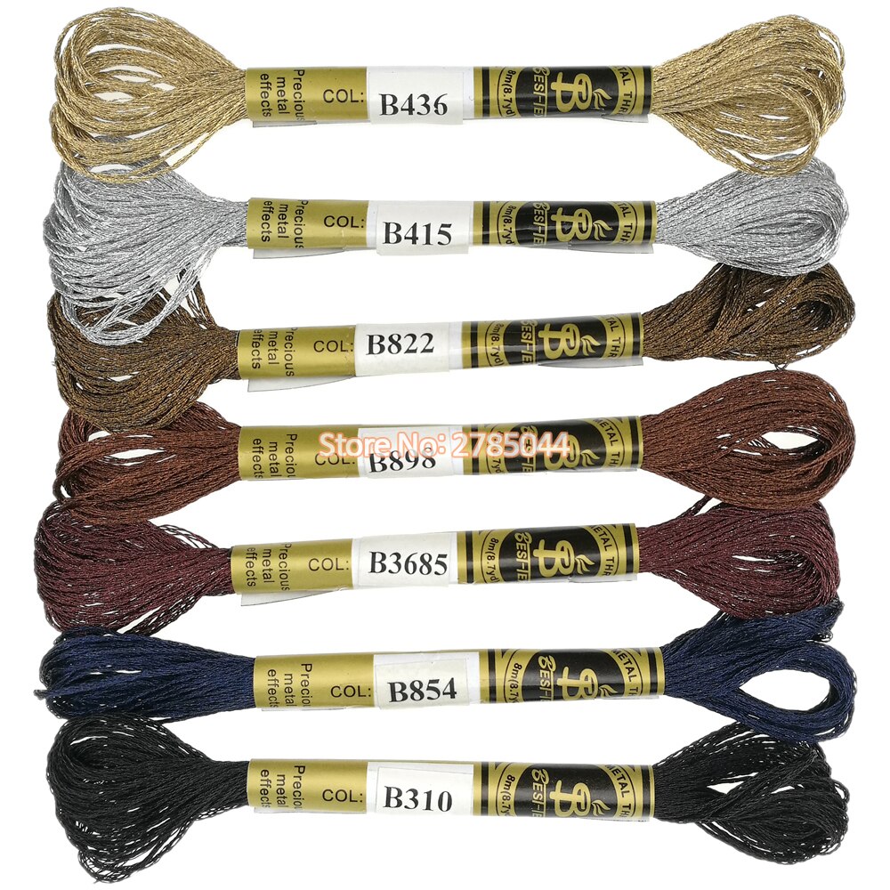 Sanbest Metallic Cross Stitch Thread Shiny Effect Embroidery Threads DIY Decor Hand Knitting Crafts Floss Sewing TH00042: New Combo 13