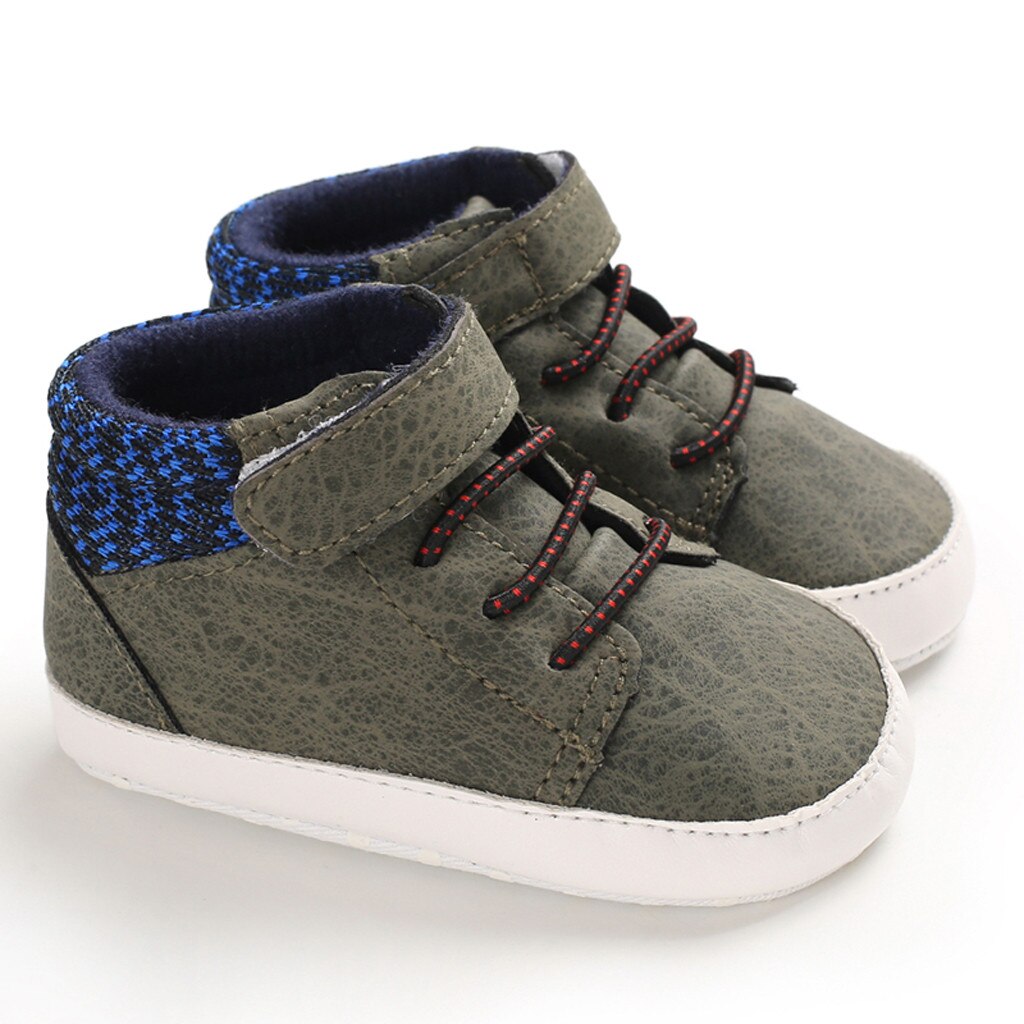 Nyfödd baby flickor pojkar tecknade skor första rullatorer mjuk sula skor sneakers: Grön / 12