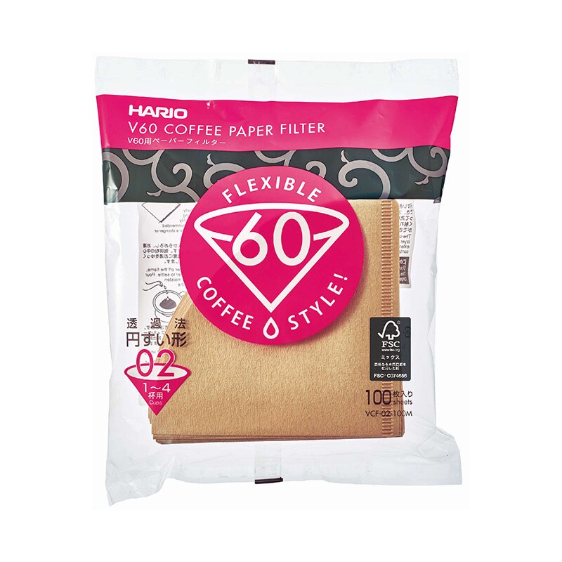Filtro de papel café japonés FeiC Hario V60 02 100 Uds por bolsa sin lejía 4 tazas para goteo café filtros de papel para Barista