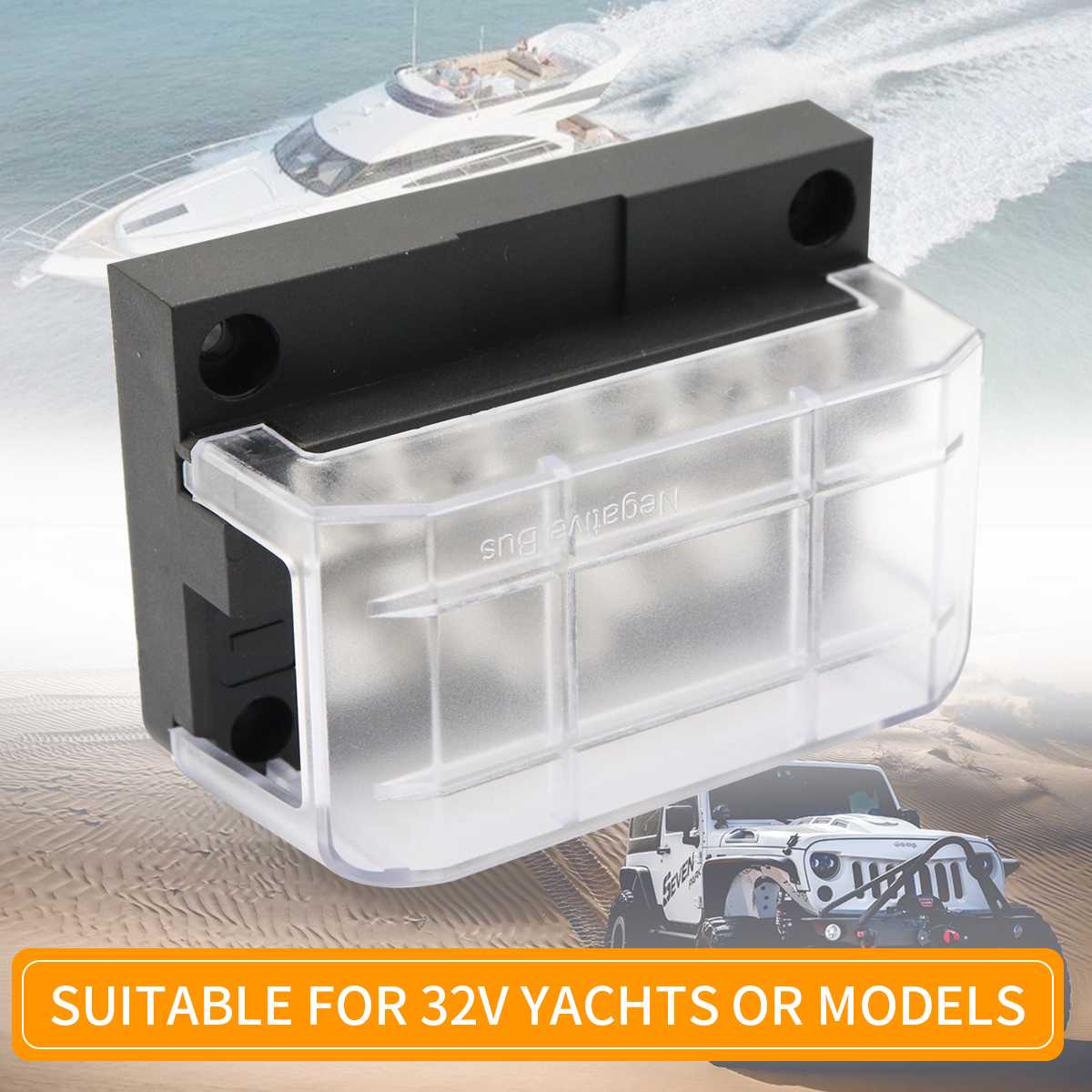 12P Negative Bus Bar with 4 Screws DC32V for ATP Fuse Blocks Plastic/Metal Heavy Negative Common Bus Bar Terminal Block Fuse box