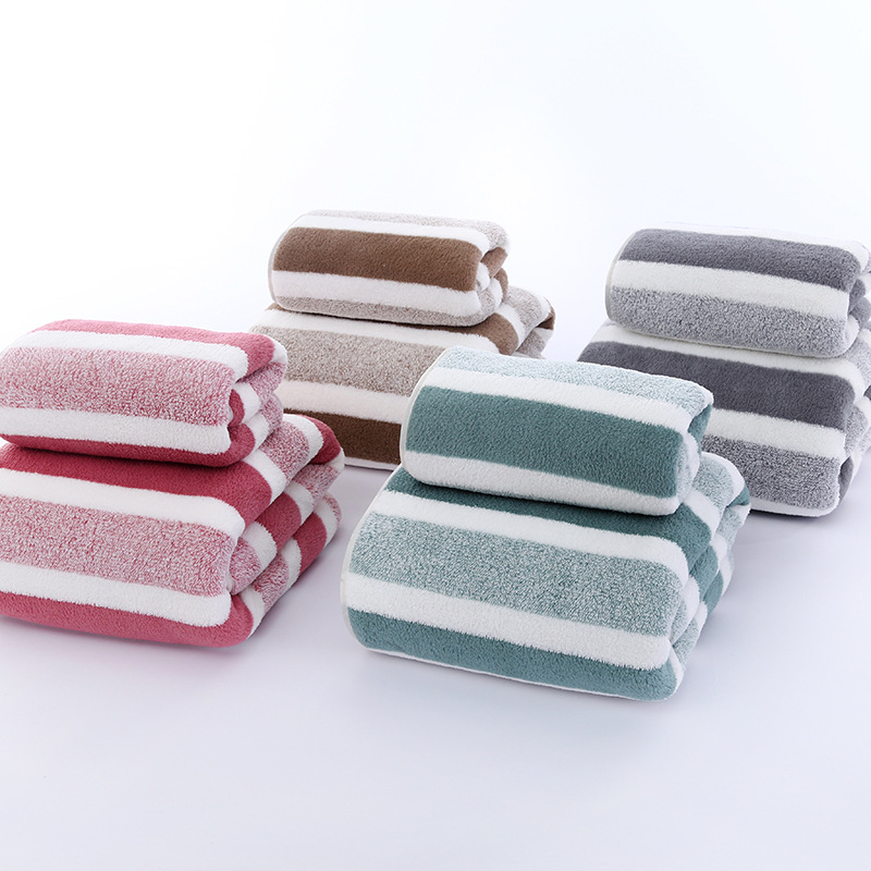 Juego de toallas y toallas de baño con estampado de forro polar coral ancho y profundo, pelo absorbente y seco
