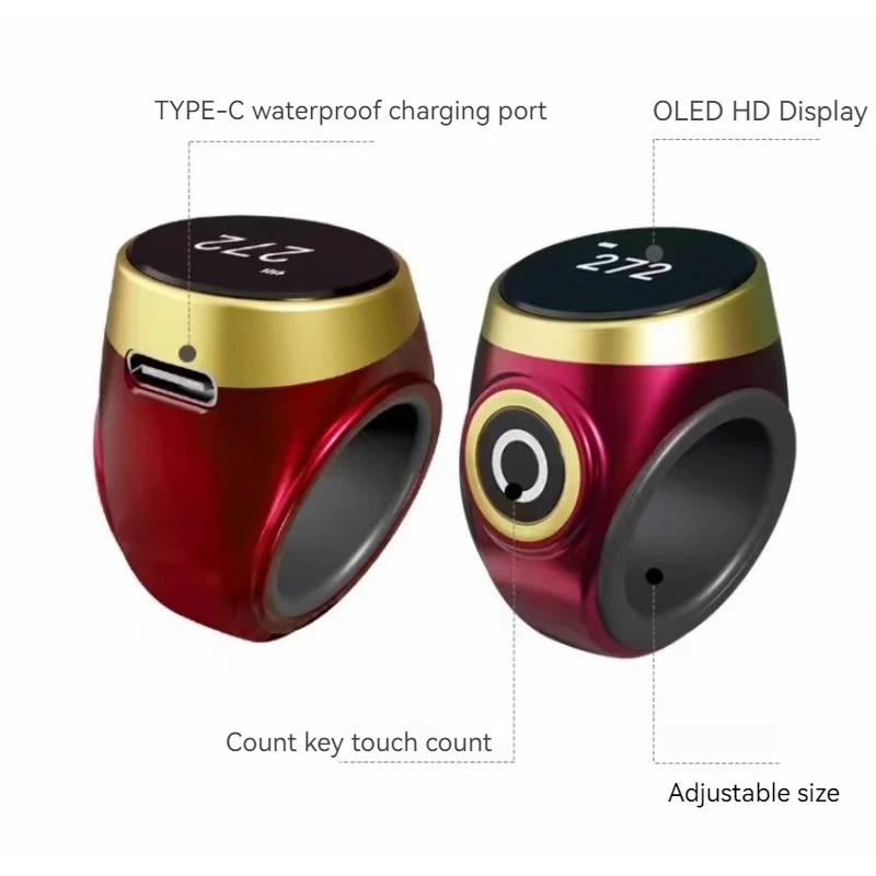 Nuovo contatore di conteggio digitale elettronico con pressa manuale Contatore di conteggio dell'idea dell'anello ricaricabile con punti portatili in stile etnico