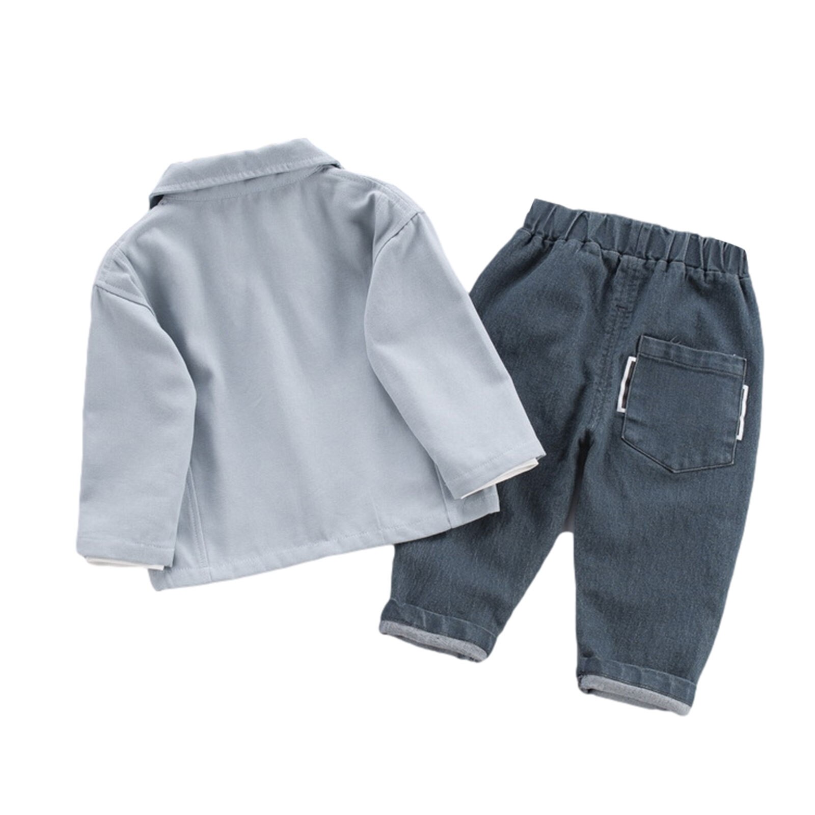 Vêtements d'automne pour bébé garçon, T-Shirt à manches longues + veste boutonnée + pantalon en Denim ensemble de 2 pièces