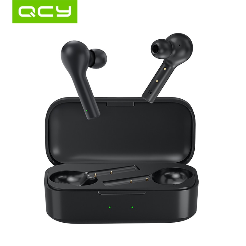 QCY T5 cuffie Bluetooth V5.0 di Tocco Senza Fili di Controllo mini di sport auricolari stereo HD parlare 380mAh della batteria di grandi dimensioni scatola di carico