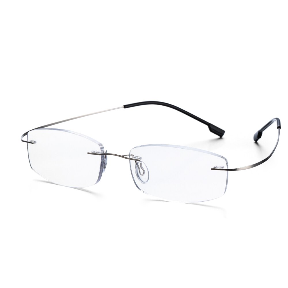 1PC Ultralight Titanium Rimless Rectangular Reading Glasses Spectacles Eyeglass: +300 / silver
