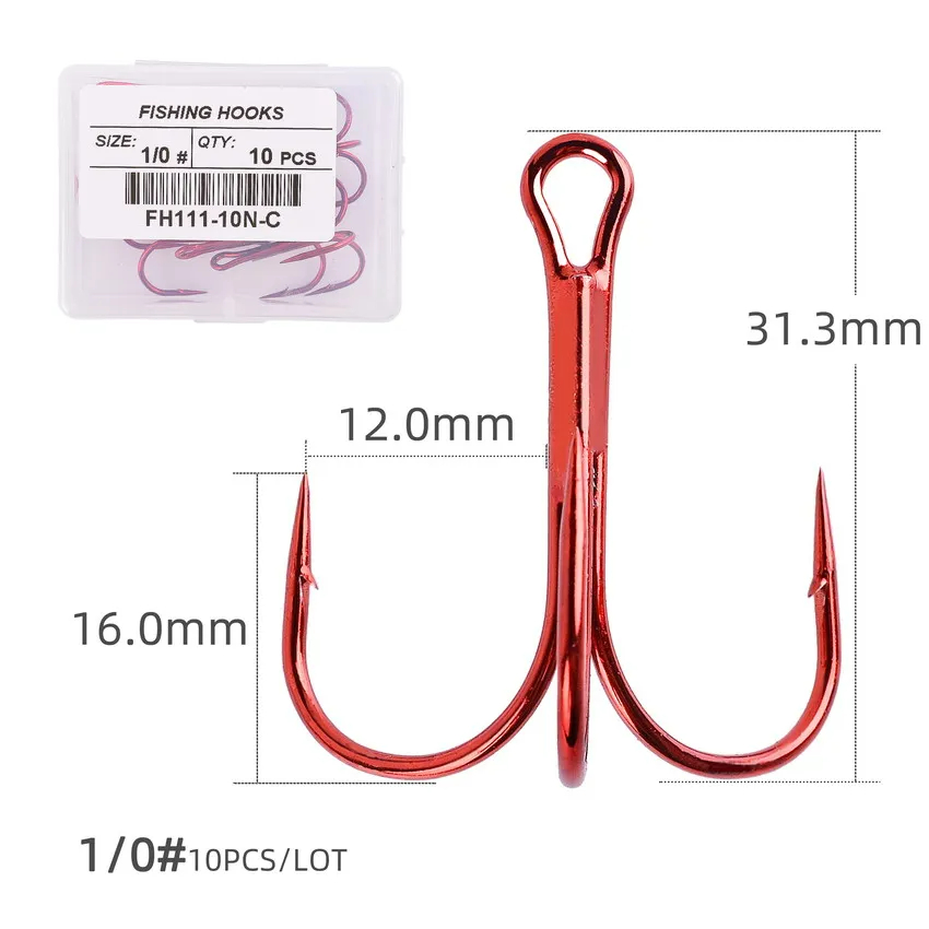 Sea. Yolo 10Pcs Fishing Hooks 1#-12# Red Barbed Tr... Grandado Sea. Yolo 10Pcs Fishing Hooks 1#-12# Red Barbed Tr... Grandado