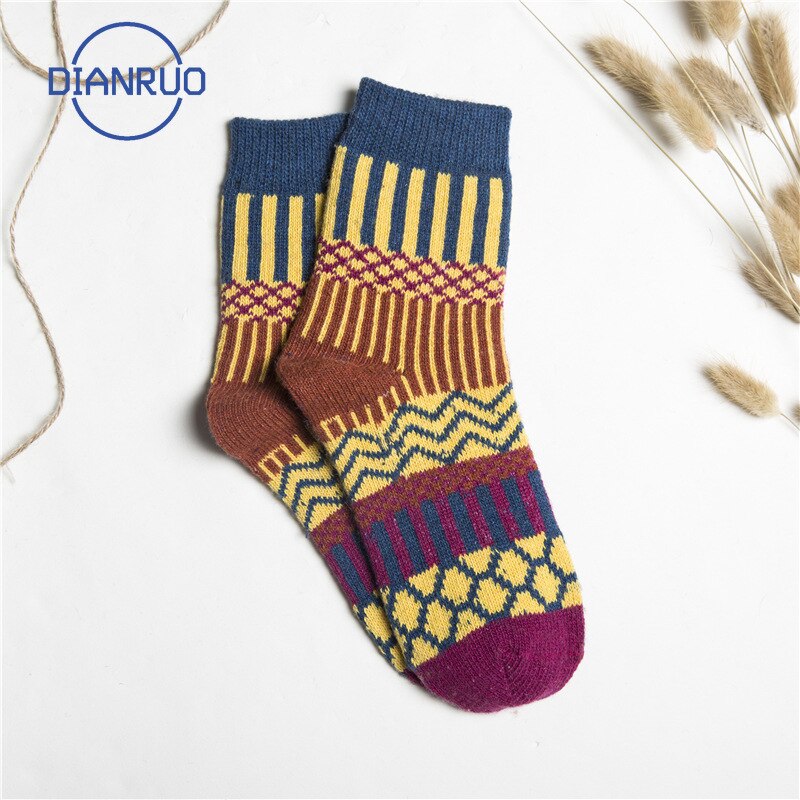 Dianruo winter thermische wollen sokken hoge buisverdikking warme zachte konijnenwol diverse kleuren dames  r220