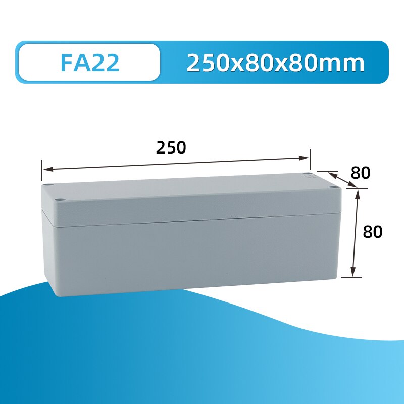IP66 waterproof aluminium electrical assembly project junction box metal enclosure case hermetic distribution terminal housing: FA22 250x80x80mm