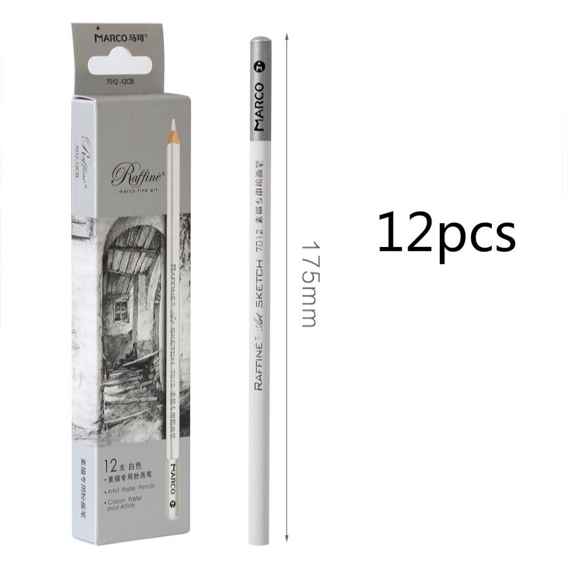 12pcs Sketching Charcoal Pencil White Highlight Charcoal Pencils Dibujo Art Sketching Drawing Pencils Art Supplies Lapices: white