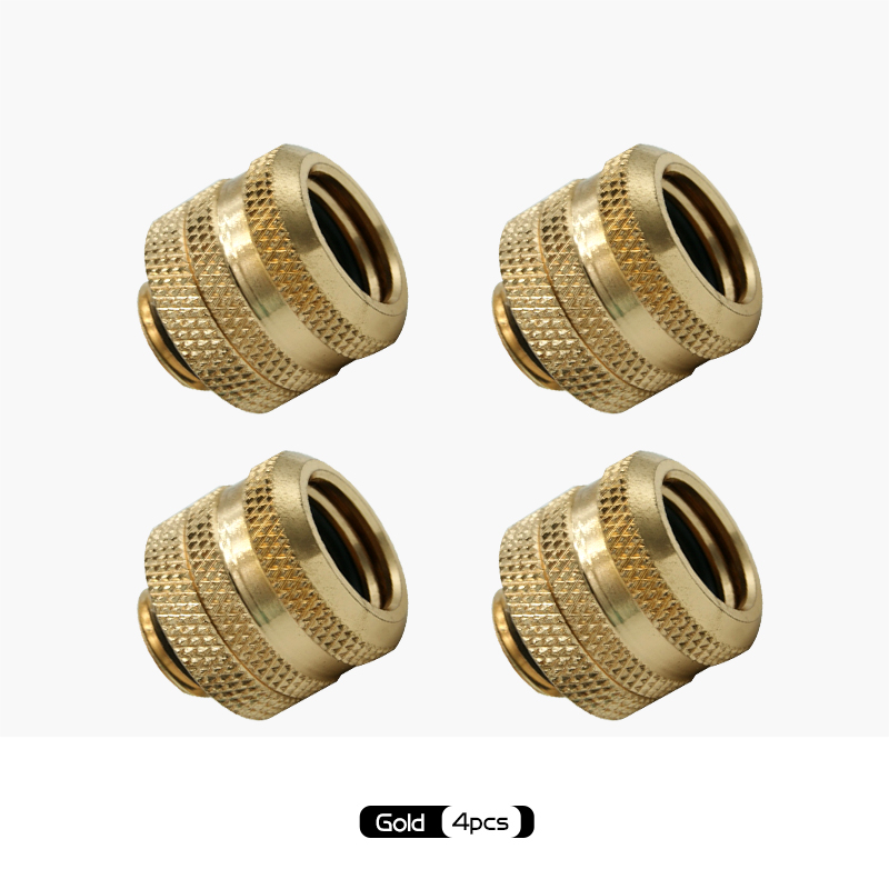 G1/4'' Hard Tube Compression Fittings For OD14mm Acrylic PETG Frosted Pipe PC Water Cooling DIY Computer Case Connector Adapter: 4PCS Gold