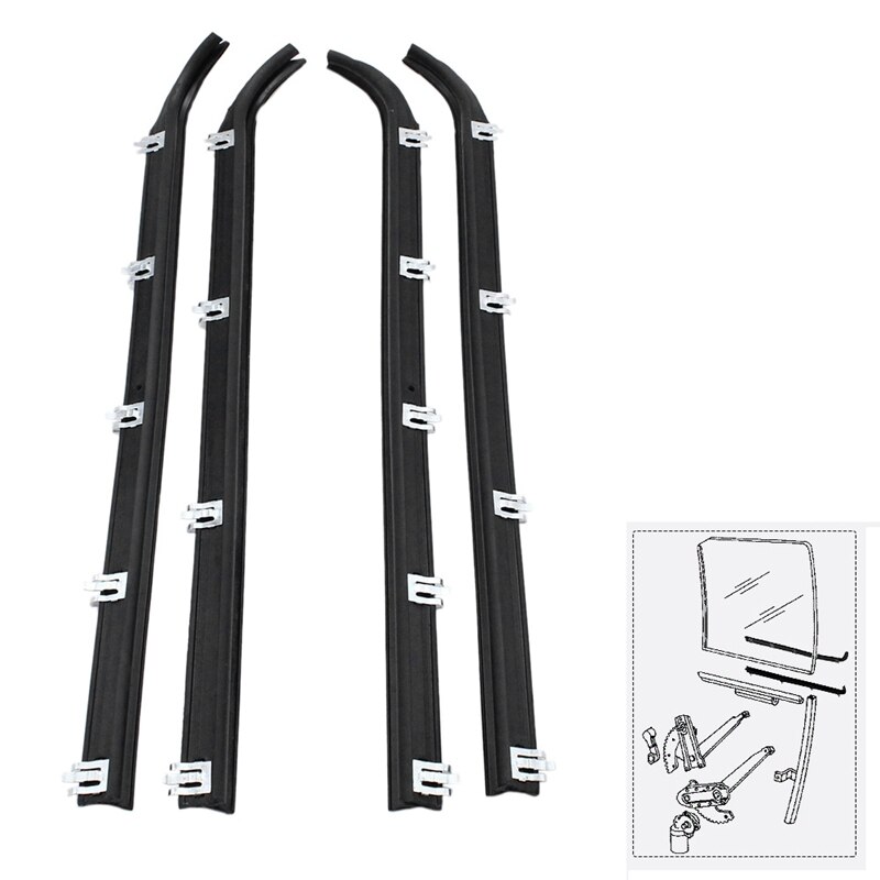 4 Stuks Rubber Voordeur Raam Trim Seals Auto Riem Tochtstrip Dauw Veeg Set Voor 87-97 Ford Bronco f150 F250 F350