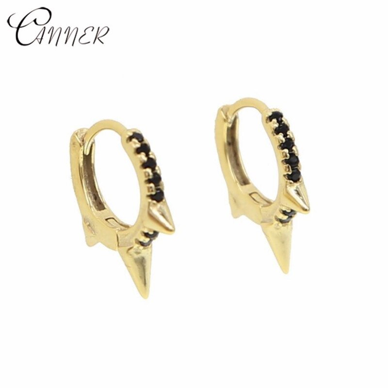 Cner moda element kolczyki damskie 925 srebro punk styl gnida kolczyki dla kobiet tęcza CZ małe kolczyki: 5