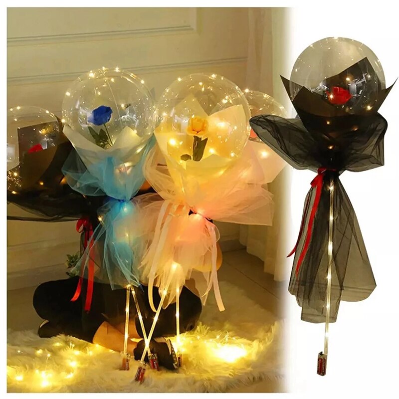 Led diy lichtgevende ballon roos boeket kerstversiering huis bruiloft decoratie bal roos valentijnsdag verjaardagsfeestje