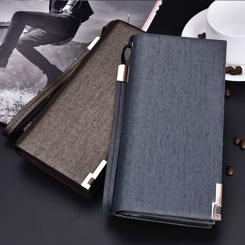 Carteira masculina longa de marca ocidental, bolsa de celular com zíper, garantia de qualidade, design dourado e azul, frete grátis, 2020