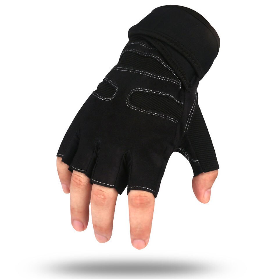 Gants durables pour gant de pêche demi-doigt tissus en Silicone de confort anti-dérapant pêche gants sans doigts: Black / XL