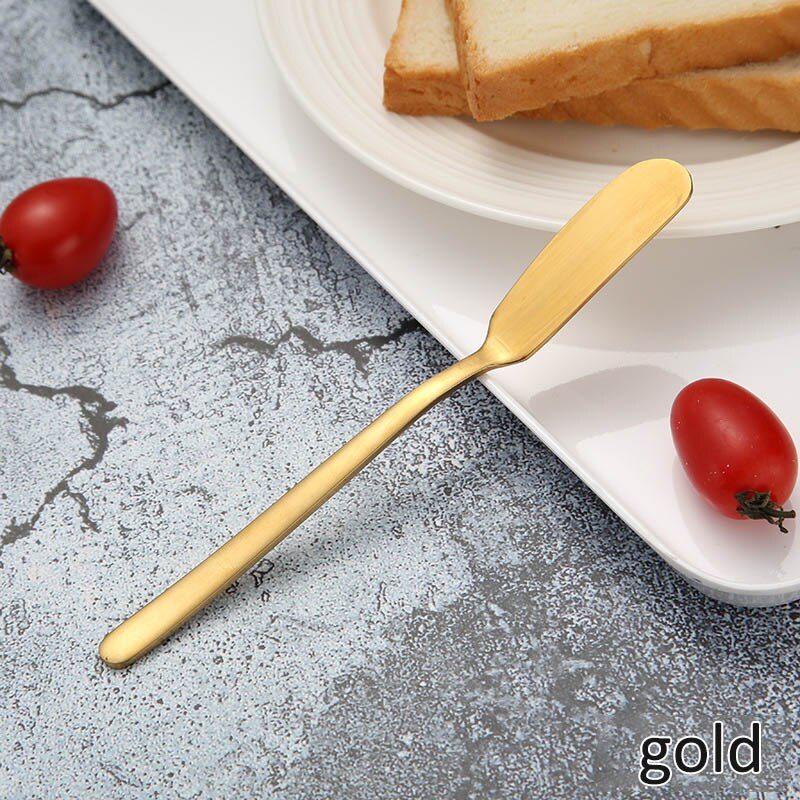 Ostehøvl dessertspatel morgenmadsværktøj syltetøjsspredere multifunktions rustfrit stål 1 stk western bestik smør kniv: Guld