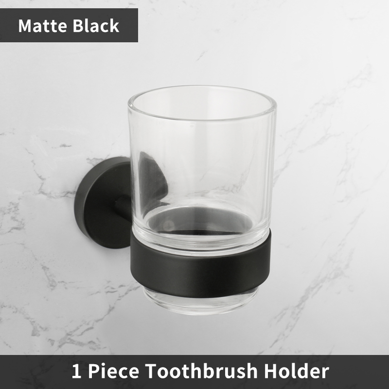 Rose Gold Wall-Mounted Toothbrush Holder with Glass Cup Stainless Steel Bathroom Organizer Brushed Gold Chrome Polished Black: green