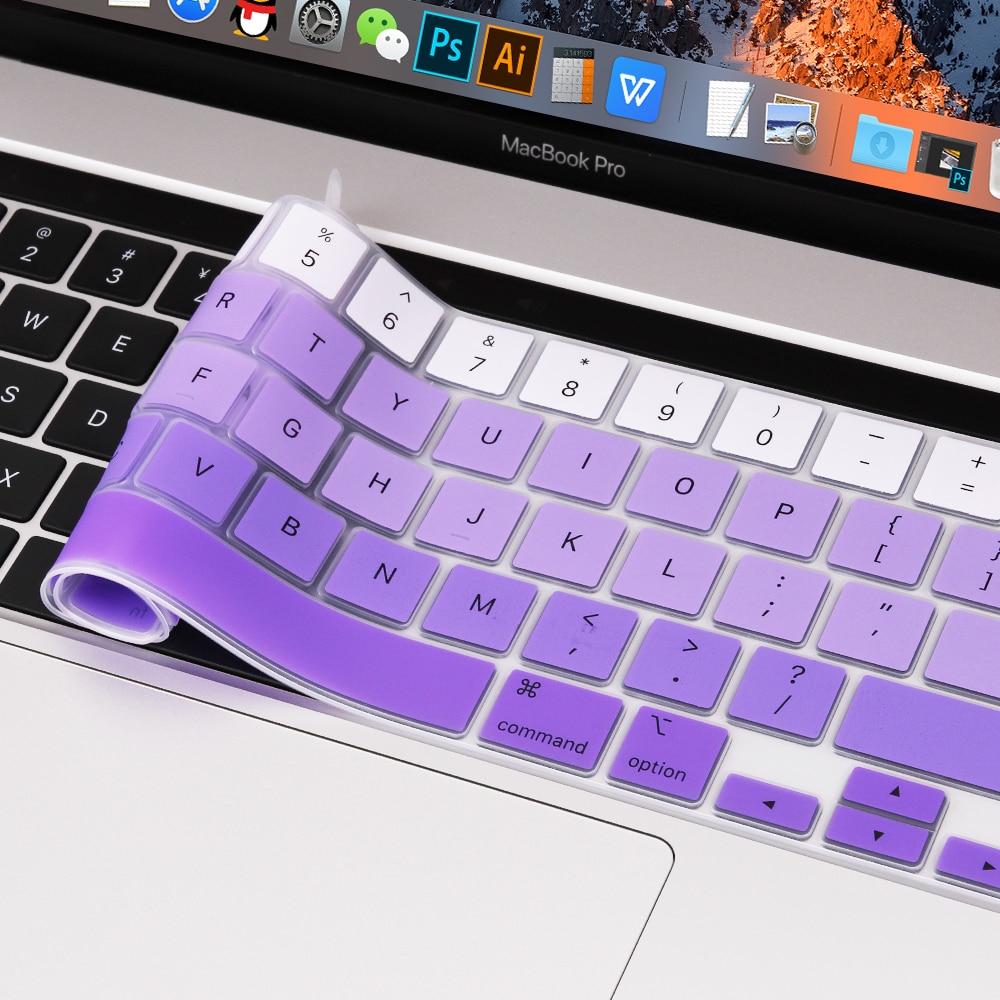 Gradiënt Kleur Keyboard Skin Cover Voor Macbook Pro 13 Inch M1 A2338 A2251 A2289 Touch Bar Ons Voer Engels zachte Siliconen