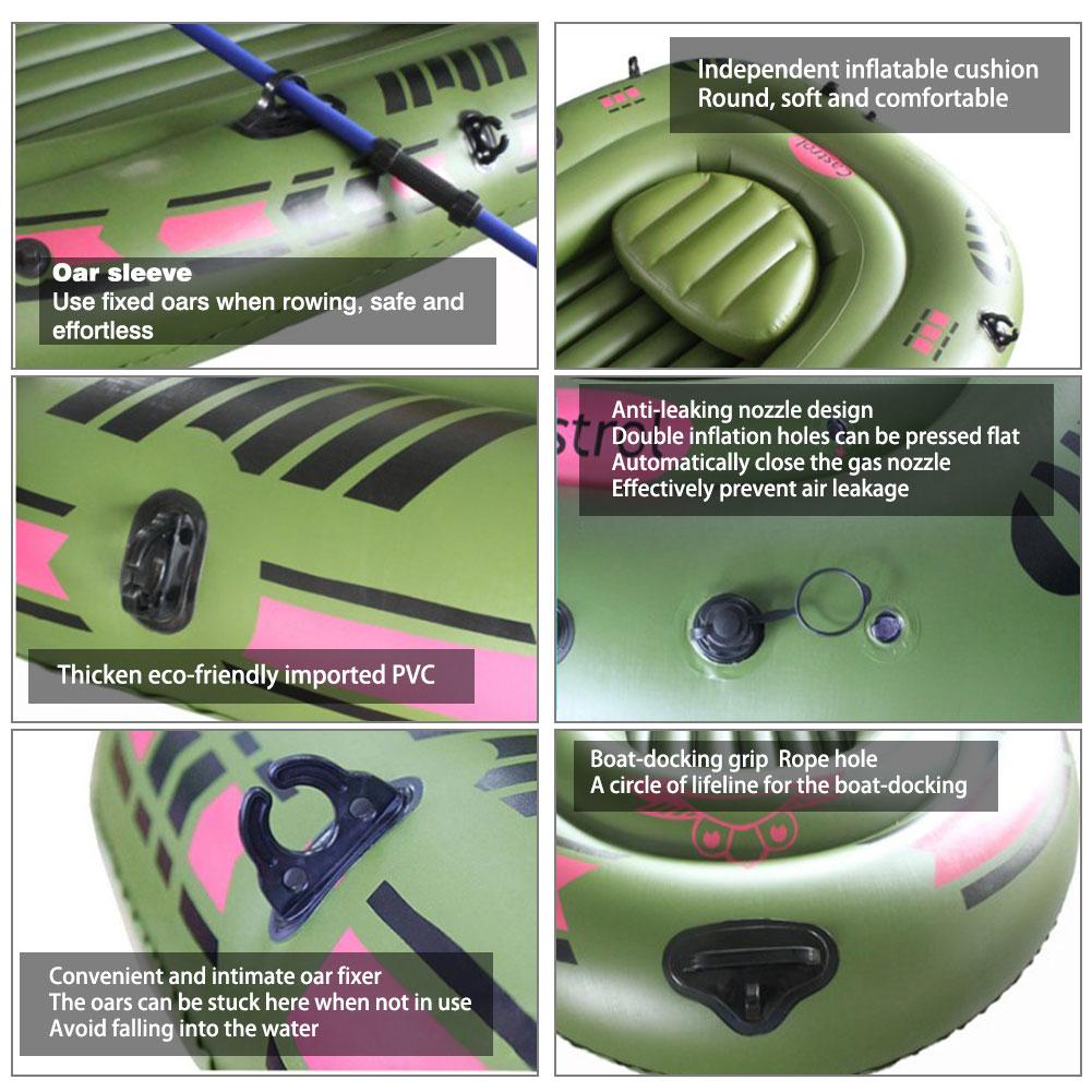 1/2/3 Person Inflatable Boat Kayaking Canoe PVC Blow Up Raft Set With Oars And Foot Pump Fishing Drifting Rafting Boat