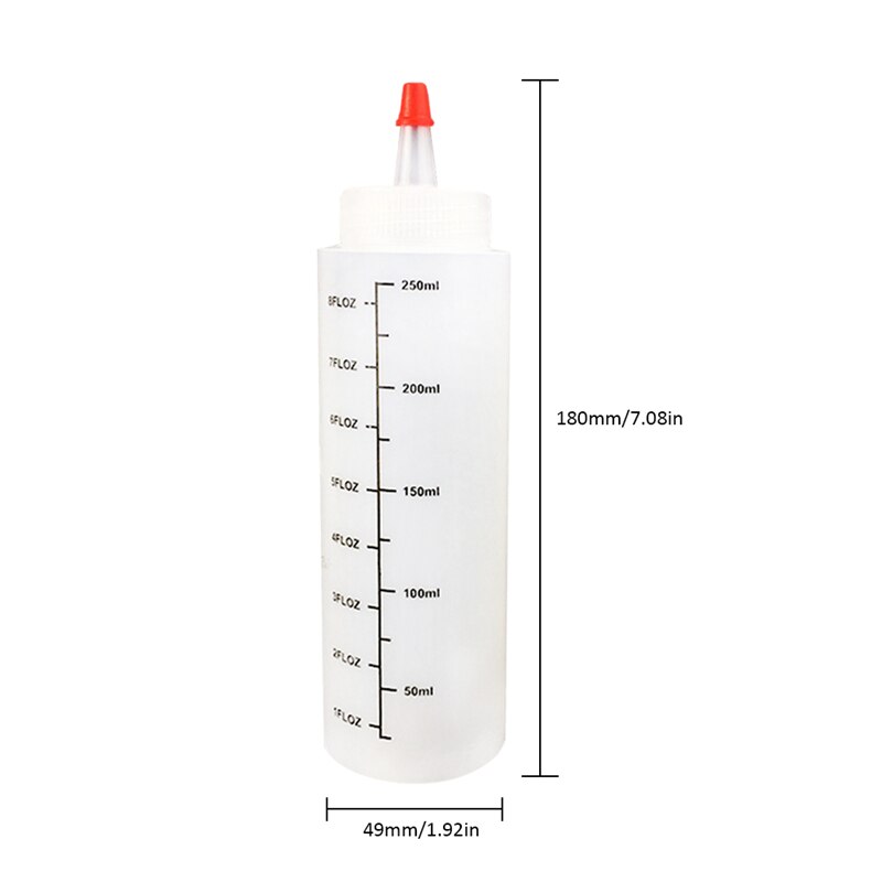 15PCS 250ML Plastic Needle-Nosed Bottle Salad with Scale Squeeze Bottle with Leak-Proof Cap Sauce Squeezable Bottle