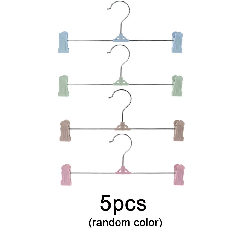 Cintres en acier inoxydable, 5 pièces, pour vêtements de bébé, jupes pour enfants et adultes, crochet de pantalon, antidérapant, support de séchage extérieur, rangement, ZXH: 5pcs color mix pants