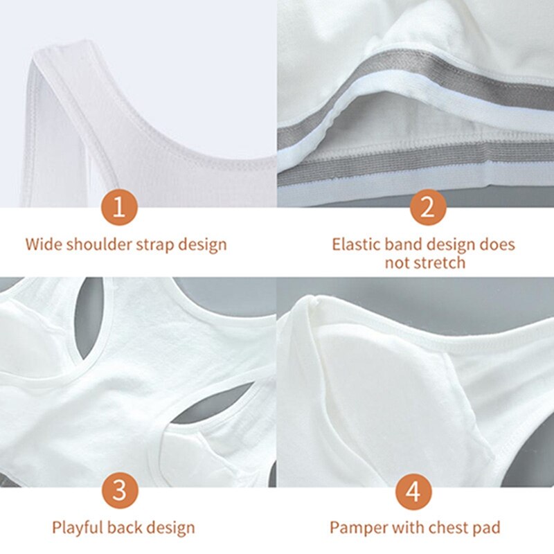 Wireless Girls Bras Panties Sets Cotton Underwear Sets Teenage Sports Training Bra 8-14Y Puberty Student Camisole Vest Panties