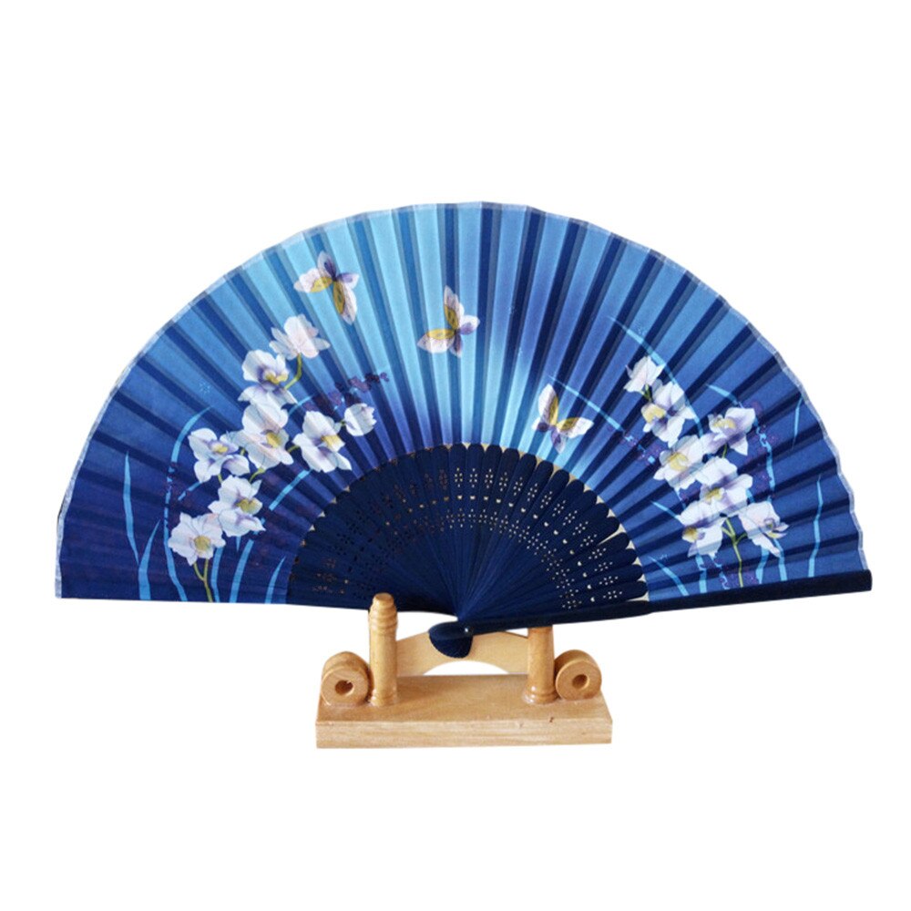 38Cm Patroon Folding Dance Wedding Party Lace Silk Folding Handheld Bloem Fan: A