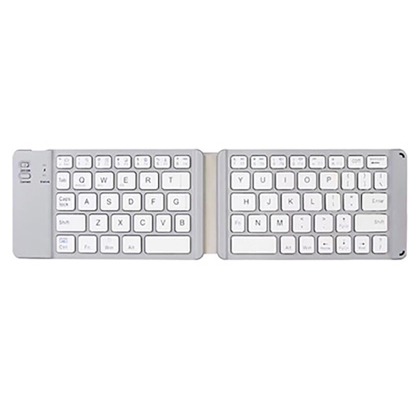 Bluetooth-compatible Keyboard - Portable Wireless Keyboard, Rechargeable Full Size Ultra Slim Folding Keyboard for Tablet Phone: Silver Gray