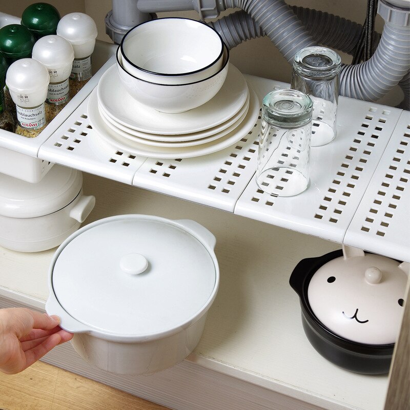 Telescopic Storage Rack Free Combination Kitchen Cabinet Under The Sink Shelf Bathroom Layered Rack