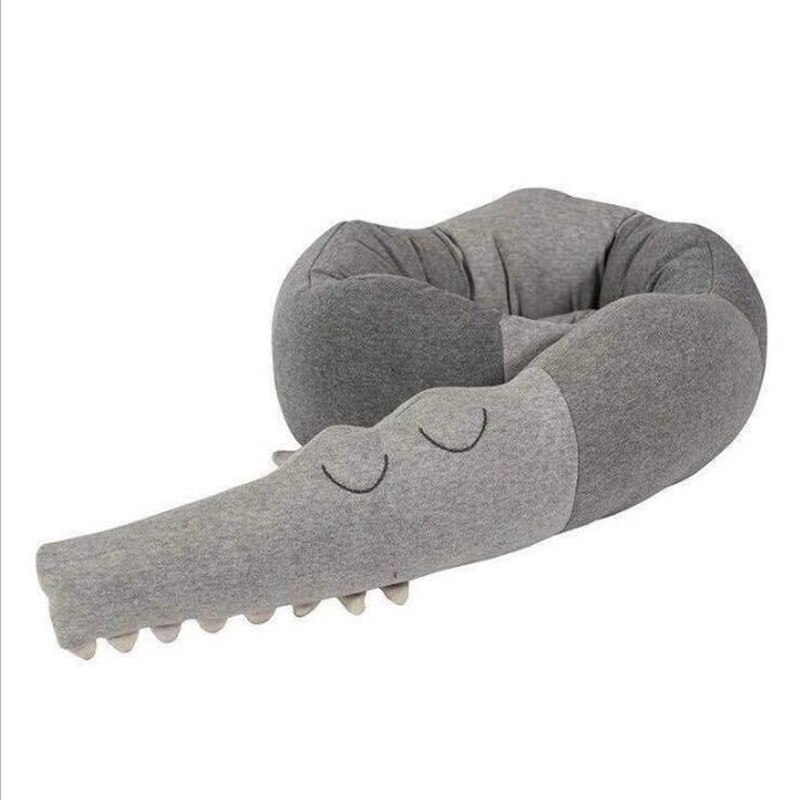 Newborn Baby Bed Bumper Infant Bed Crib Protection Kids Cot Protector Children Crocodile Pillow Baby Bedding Accessory Room Toys: Gray