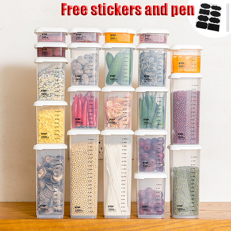 1Pc 2200Ml Verschillende Capaciteit Plastic Verzegelde Blikken Keuken Opbergdoos Transparant Voedsel Bus Houden Verse Clear Container