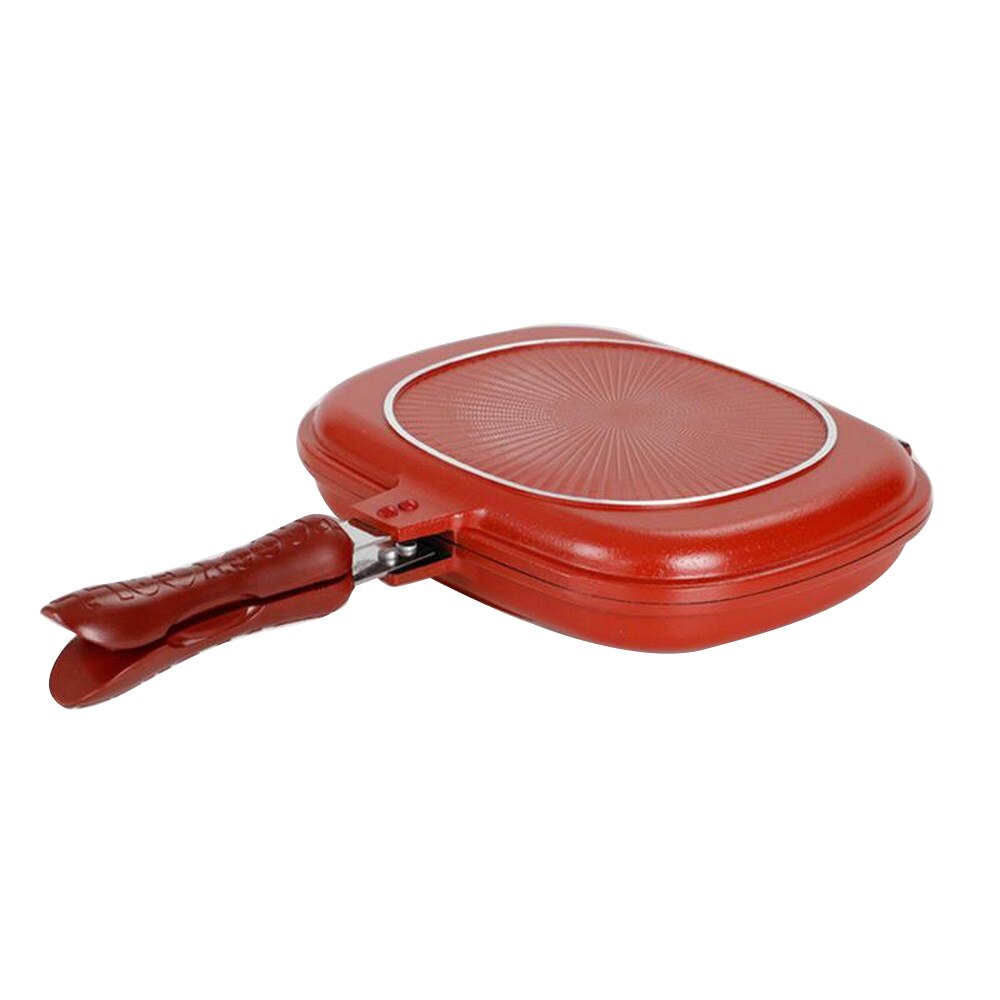 Non-stick Double-sided Frying Pan No Oil Splash Less Smoky Smell Wok Portable Double Sided Steak Frying Pan for Home Kitchen