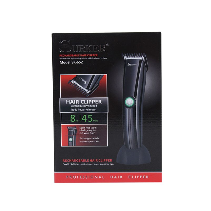 surker electric hair trimmer SK-652 cordless rechargeable hair clipper haircut machine