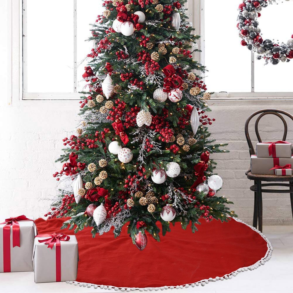 Roze Kerstboom rok 30 Inch Non-woven boomrok Boom Base Cover Mat Xmas Boom Kleden Decoration (Color : Pink