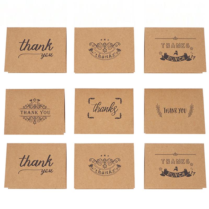100pcs DIY Blank Greeting Cards Kraft Paper Folded Vintage Postcard Christmas Cards Invitation Cards