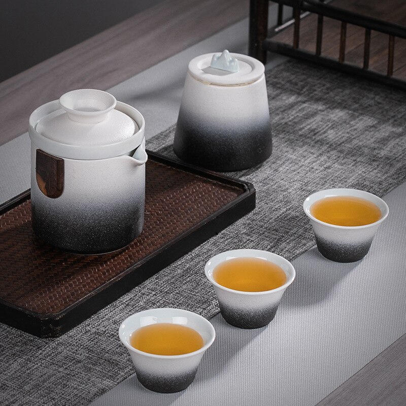 Chinese Kung Fu Travel Tea Set Ceramic Portable Teapot Porcelain Teaset Gaiwan Tea Cups of Tea Ceremony Teaware With Travel Bag