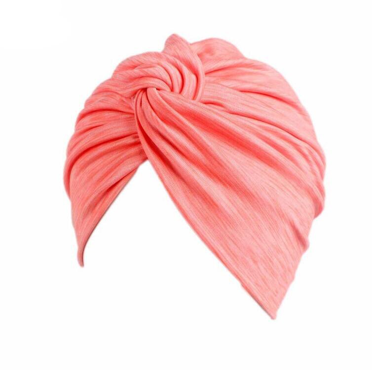 Vrouwen elastische twist tulband hoeden indiase hoeden yoga petten sport hoofddoek hoofdbanden vrouwen mutsen dames chemo pet: Oranje
