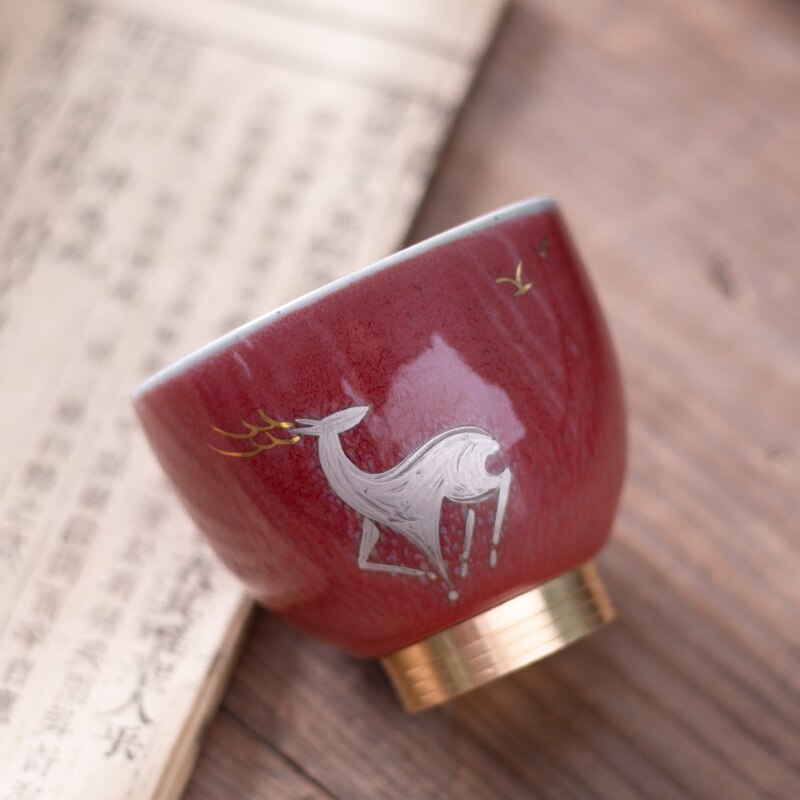 Rouge cuivre semelle Kung Fu tasse en céramique à la main grossière poterie service à thé personnel thé maître tasse unique tasse cramoisi en céramique tasses à thé