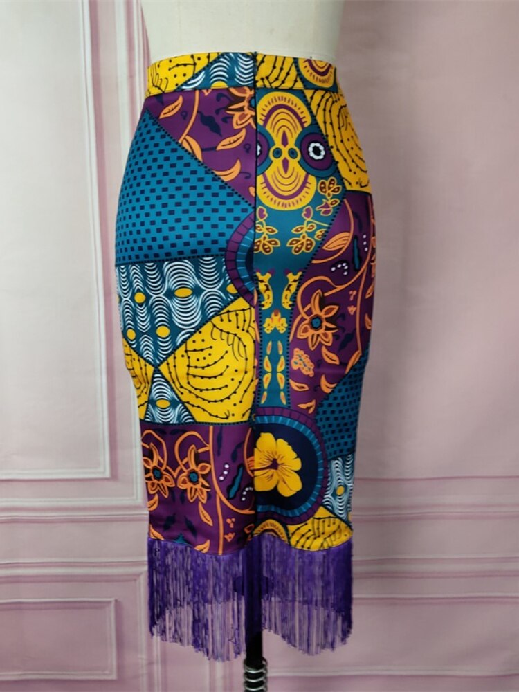 Kvinder sommer print nederdel vintage blomster afrikansk højtalje kvast klassisk beskeden retro jupes falads