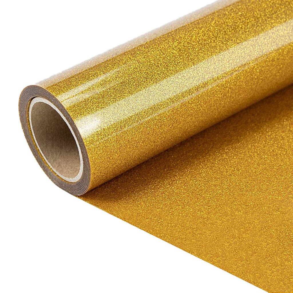 Glitter Warmteoverdracht Vinyl Voor T-shirts 10 Inches Door 10 Voeten Glitter Roll Snijplotter Ijzer Op Shirt D3: Goud