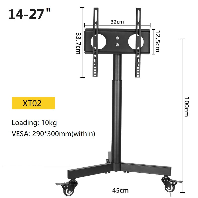 Super Mobile TV Cart 14"-32" Flat Panel LED LCD Plasma TV Stand With Camera Tray and AV Shelf Monitor Cart XT05
