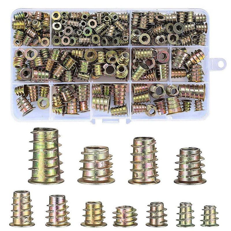 230 Threaded Nut Inserts, M4/M5/M6/M8/M10 Zinc Alloy Threaded Sockets, Hex Threaded Insert Nuts: Default Title