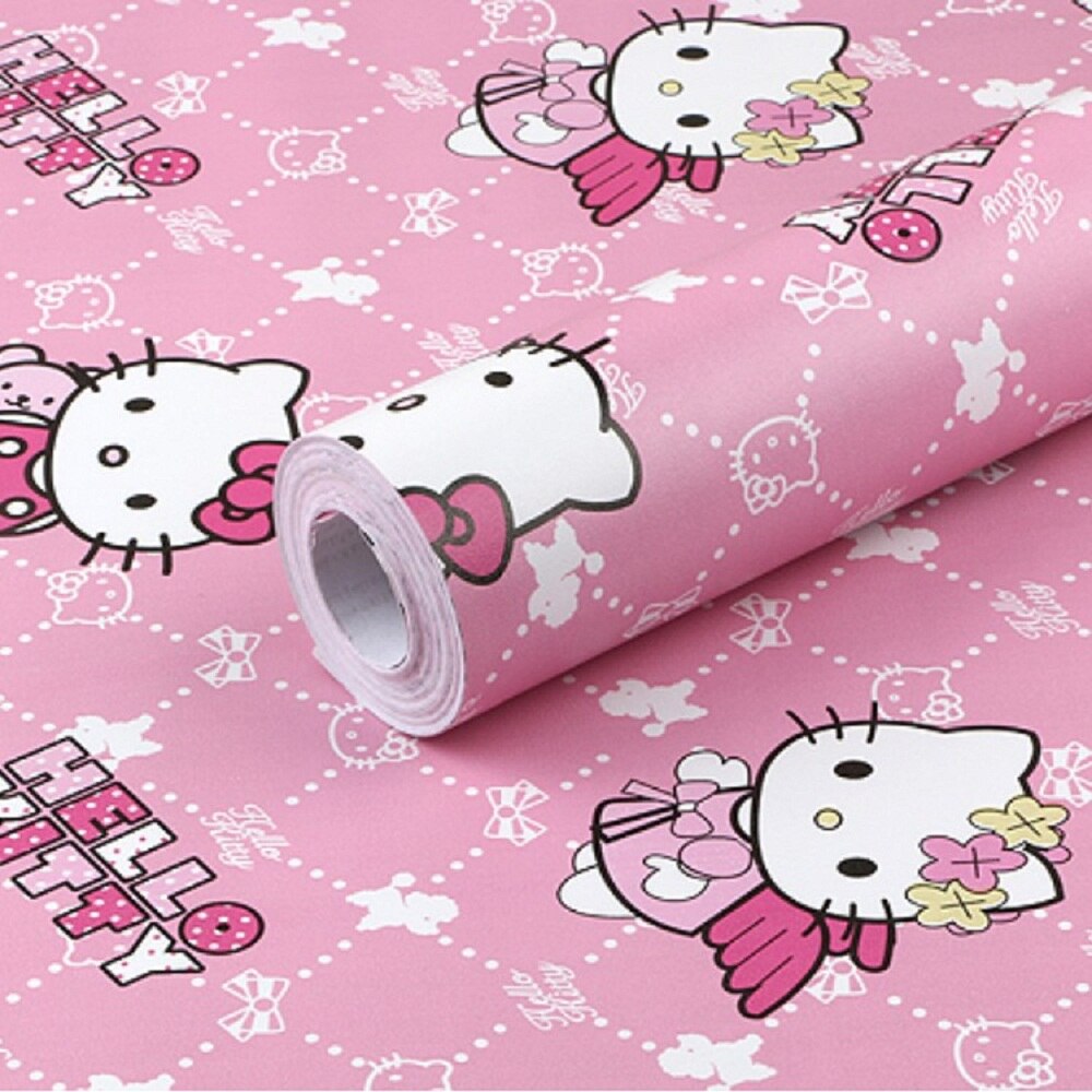 45 CM X 1000 CM HelloKitty Waterdichte PVC zelfklevende behang muurstickers woonkamer TV muur slaapkamer kids creatieve