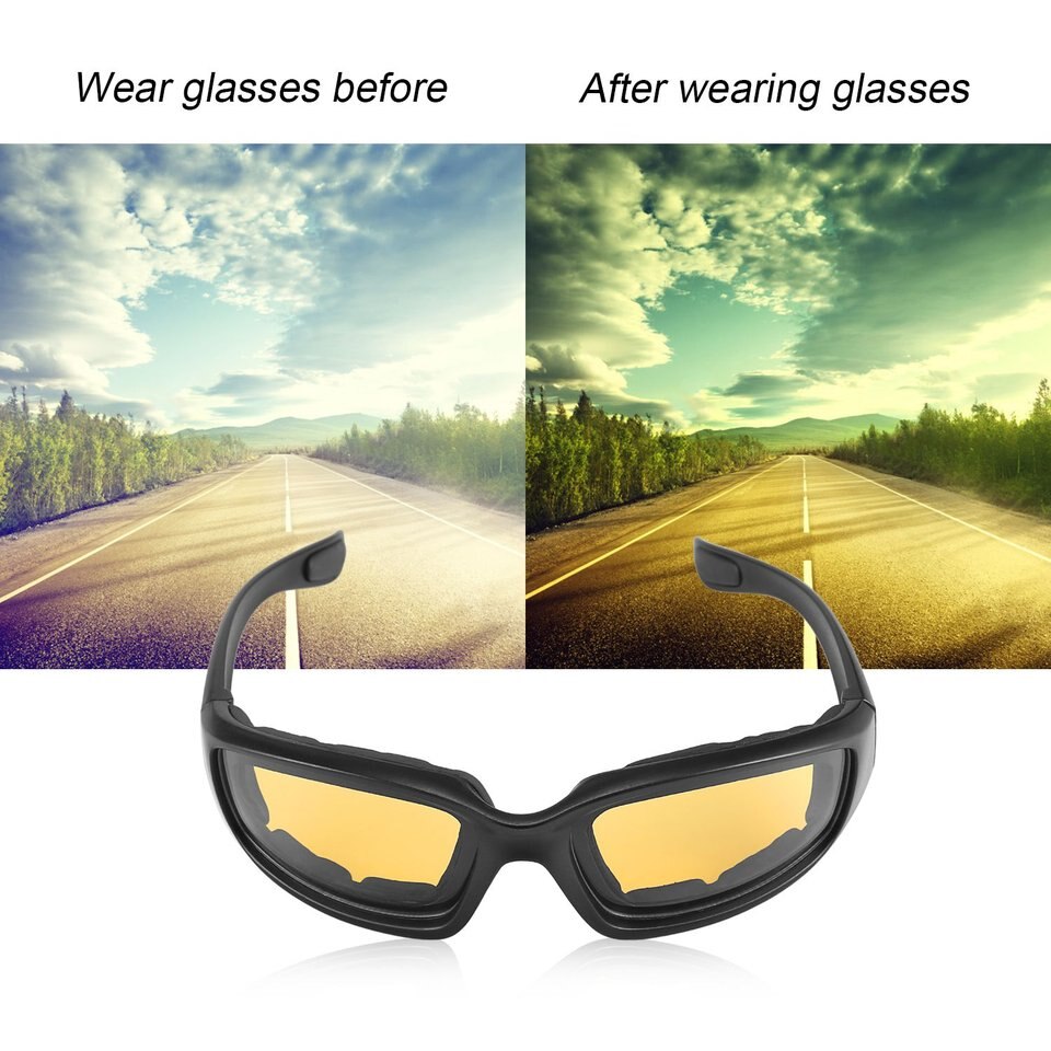 Motorcykel beskyttelsesbriller vindtæt støvtætte øjenbriller cykelbriller briller udendørs sportsbriller: Gul