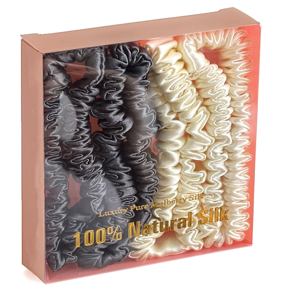 3/4Pcs Box Moerbei Zijde Haar Chouchou Handgemaakte Haarbanden Vrouwen Meisje Haaraccessoires Pure Kleur Natuurlijke hairties