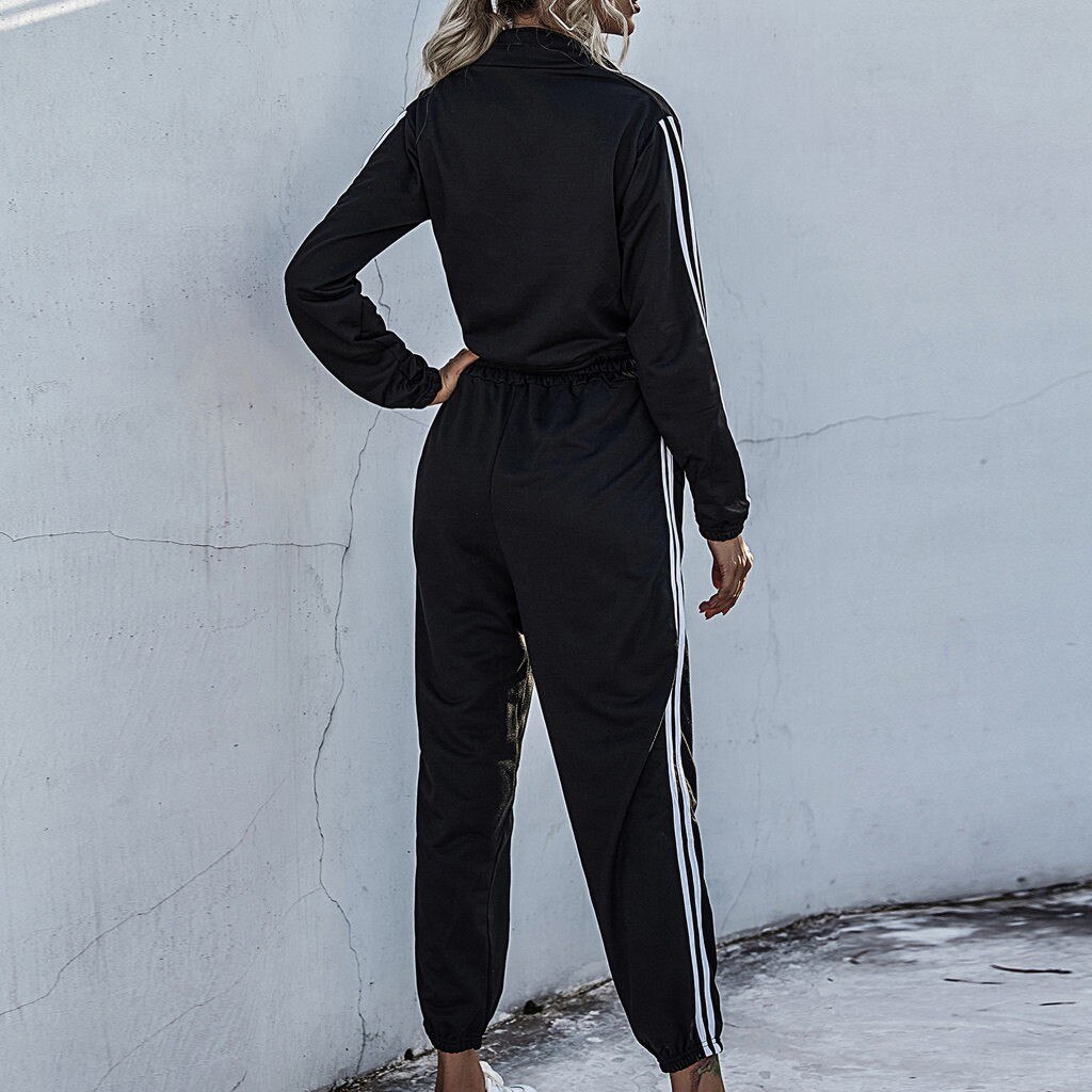 Womens Sportwear Suit Long Sleeve Sweatshirt Short Tops And Pant Outfits Casual Loose Zipper Stripe Stitching Running Suit Se6