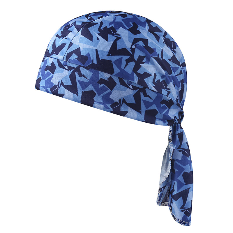Camouflage Headband Bandana Handkerchief Head Man Pirate Hat Cycling Hood Sun Protection Sports Breathable Printed Headscarf: Blue