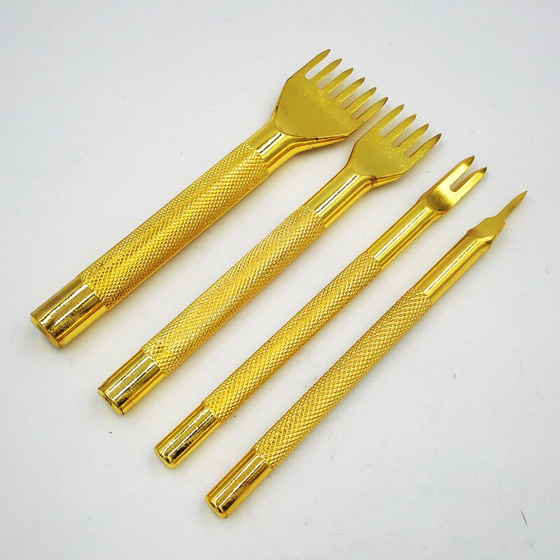 Kit de herramientas para perforar cuero, cuero con herramientas para perforar 4 estilos, para manualidades, con punta de diamante, Color negro, plateado, dorado y Retro