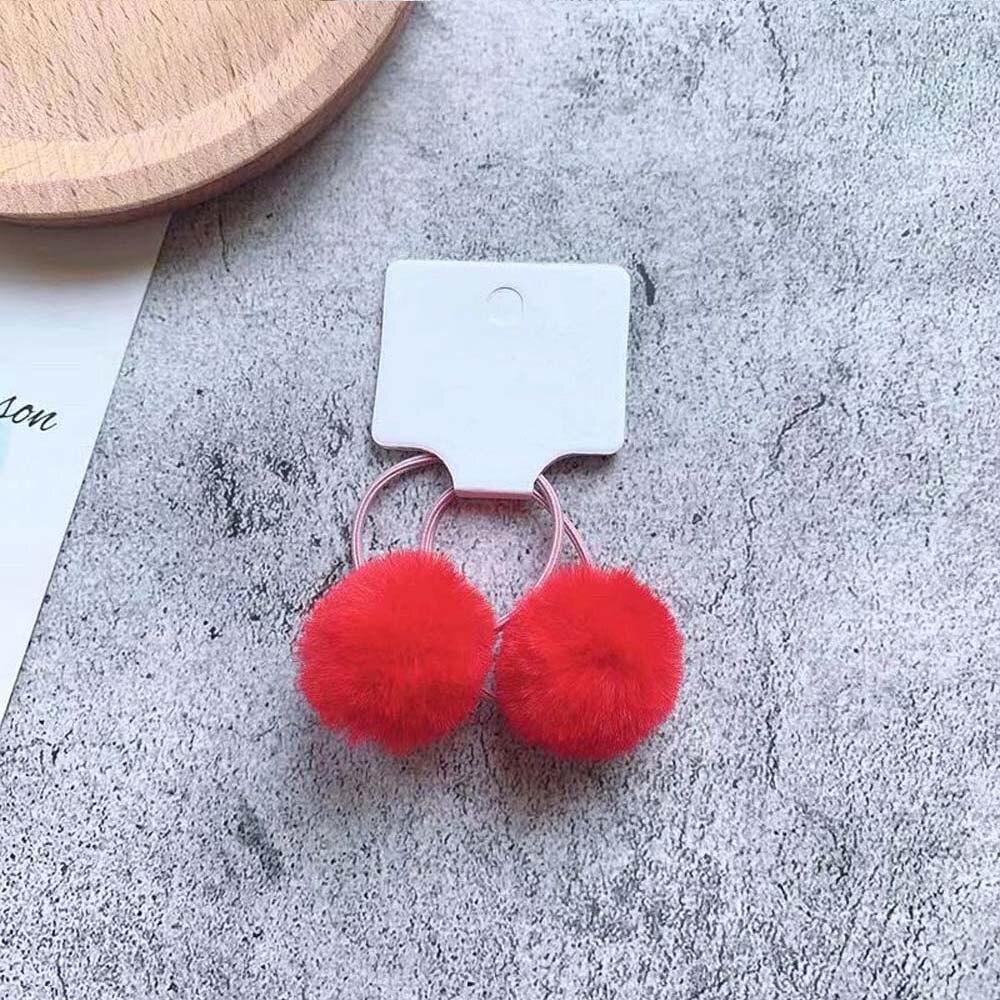 2 sztuk/zestaw dziewczyny królik futrzana kulka gumki robić włosów zima nowe akcesoria robić włosów 3cm dla dzieci dziewczyny Pom pompon elastyczne gumki robić włosów Scrunch