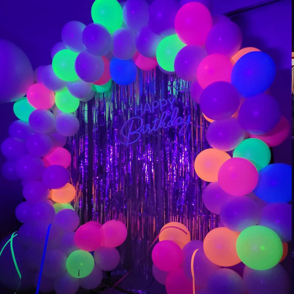 20/50Pcs Neon Happy Birthday Balloons 10inch UV Glow Balloons Blacklight Latex Globos Kids Baby Shower Birthday Party Decoration